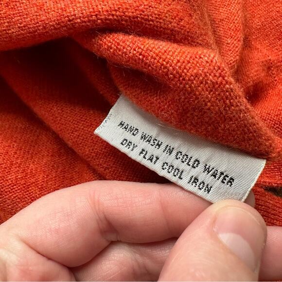 Manrico Cashmere Orange Long Sleeve V Neck Pullover Sweater Size 42 - Picture 8 of 11